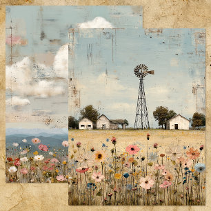 Lámina Papel para scrapbook de medios mixtos country vint