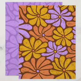 Lámina Papel para Scrapbook Flores Groovy