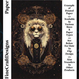 Lámina Papel para Scrapbook Lion Art Nouveau Gold Filigre
