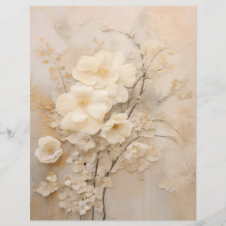 Lámina Papel para Scrapbook Rosas de Encaje Beige Shabby
