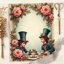 Lámina Papel para Scrapbook Rosas de la Fiesta del Té del