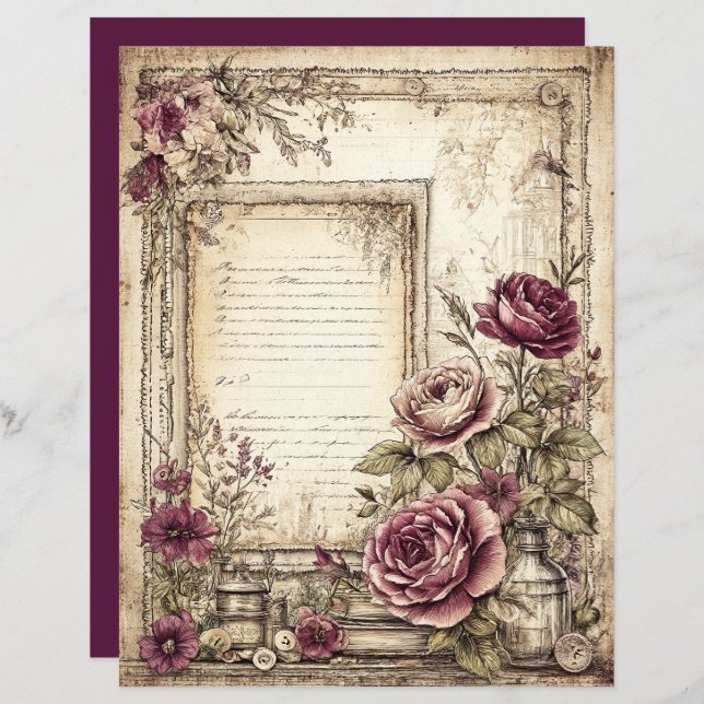 Lámina Papel para Scrapbook Victoriano y Encaje (Anverso / Reverso)