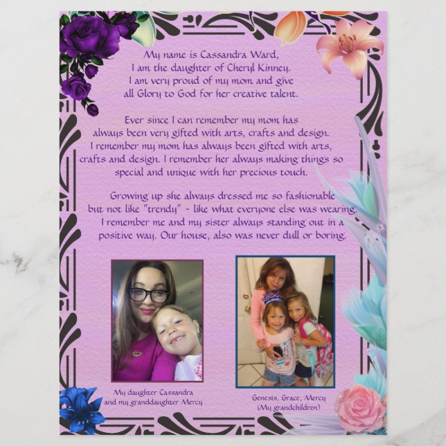 Lámina Papel personalizado de Cassie (Anverso)