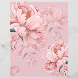Lámina Papel pintado de flores rosadas.