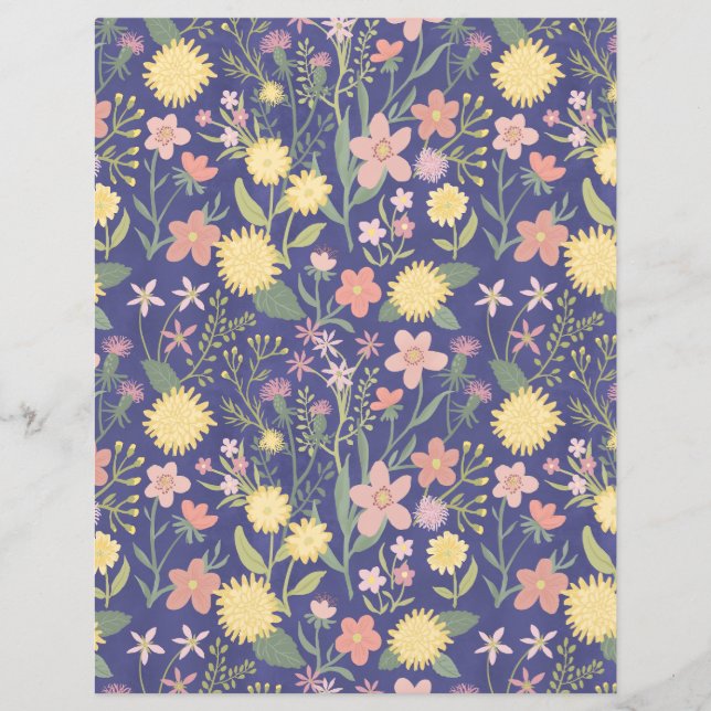 Lámina papel raspado flores florales rosas púrpura botáni (Anverso)