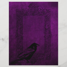 Lámina Papel Raven y Frame Purple Gótico de Halloween