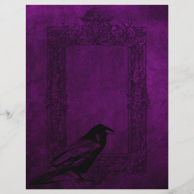 Lámina Papel Raven y Frame Purple Gótico de Halloween (Anverso)