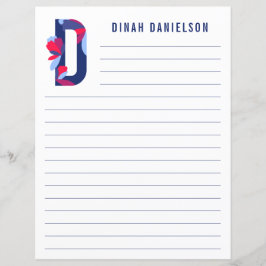 Lámina Papel Rayado con Alfabeto Floral Abstracto