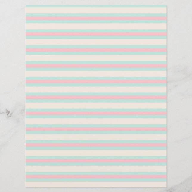 Lámina Papel rayado de patrón rosa azul y crema (Anverso)