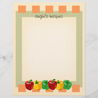 Lámina Papel recetario de cocina de verduras delanteras y