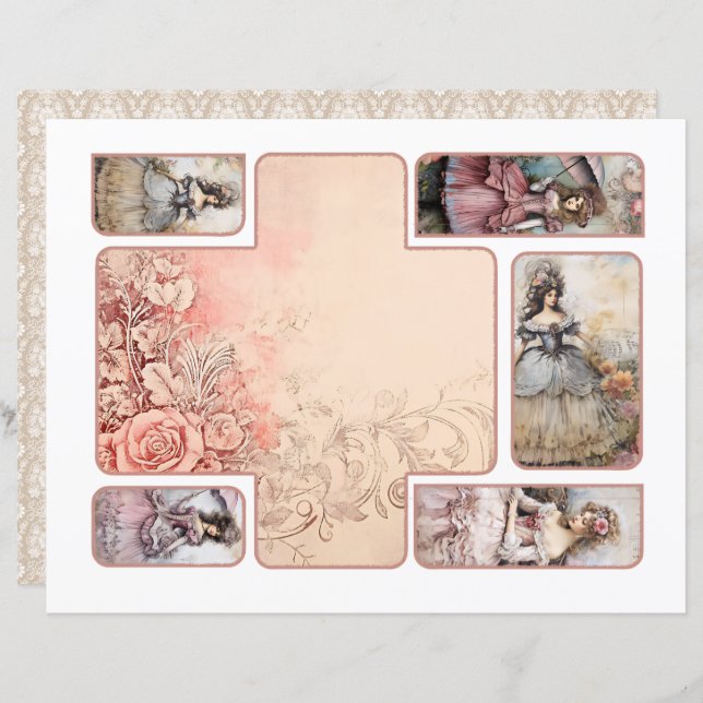 Lámina Papel rococo plegable folio recortable (Anverso / Reverso)