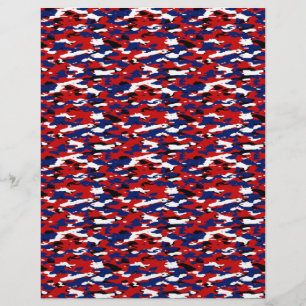 Lámina Papel rojo blanco y azul de origami de camo