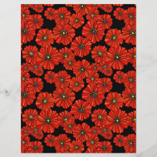 Lámina Papel rojo de cartón floral de amapola 8.5x11