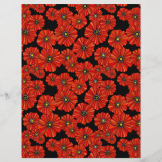 Lámina Papel rojo de cartón floral de amapola 8.5x11