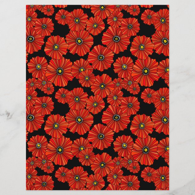 Lámina Papel rojo de cartón floral de amapola 8.5x11 (Anverso)