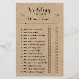 Lámina Papel rústico Ducha de novia Juego de zapatos Boda