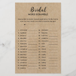 Lámina Papel rústico juego de palabras de ducha de novia