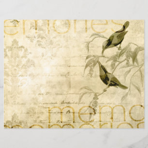 Lámina Papel scrapbook de pájaros enamorados
