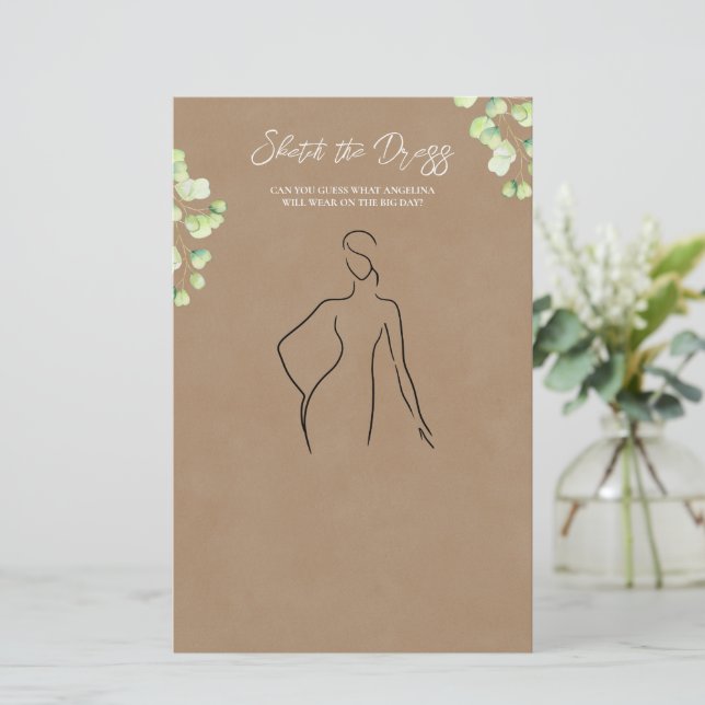 Lámina Papel Shees con el juego "bocetos el vestido". (Anverso de pie)