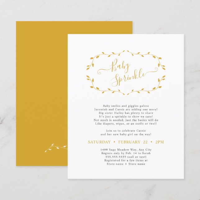 Lámina PAPEL simple de rociado de bebé botánico (Anverso / Reverso)