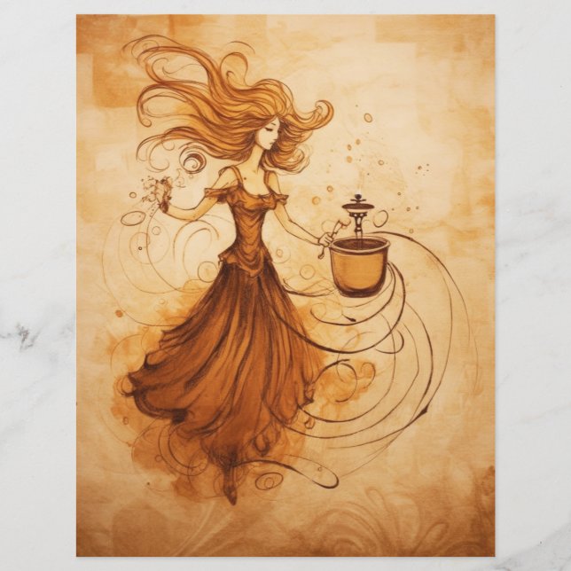 Lámina Papel teñido de café Lady Dancing (Anverso)