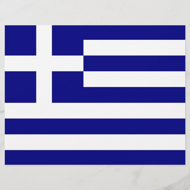 Lámina Papel timbrado con la bandera de Grecia (Anverso)