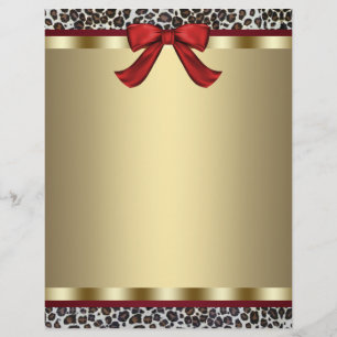 Lámina Papel timbrado con leopardo rojo y dorado elegante