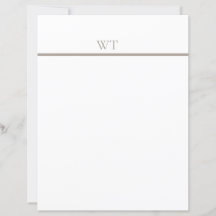 Papel timbrado con monograma de barra taupe con so