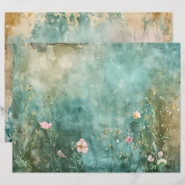 Lámina Papel Verde azulado de cuadernillo azul para la si