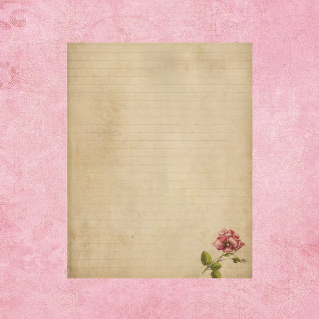 Lámina Papel Vintage con Rosa Rosa (Subido por el creador)