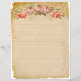 Lámina Papel vintage con Rosas Diario basura