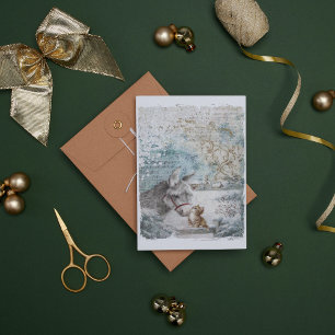 Lámina Papel vintage de cartón de gatitos de Navidad
