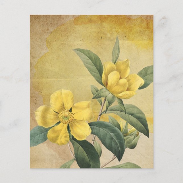 Lámina Papel vintage de cartón floral amarillo (Anverso)