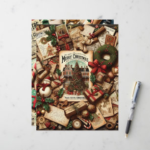 Lámina Papel vintage de la escrapbook navideña