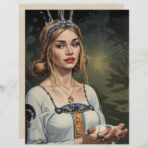 Lámina Papel vintage de la novia medieval Tiara