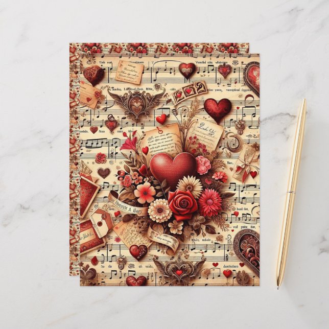 Lámina Papel vintage de San Valentín Ephemera Scrapbook (Anverso/Reverso In Situ)