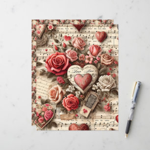 Lámina Papel vintage de San Valentín Ephemera Scrapbook