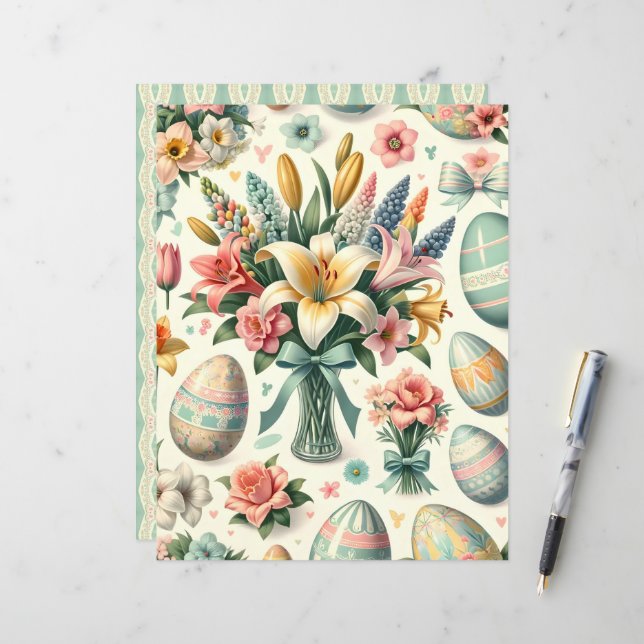 Lámina Papel vintage Floral Easter Scrapbook (Anverso/Reverso In Situ)