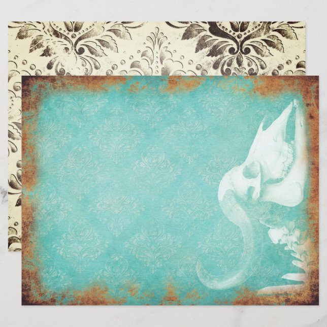 Lámina Papel vintage gótico de scrapbook (Anverso / Reverso)