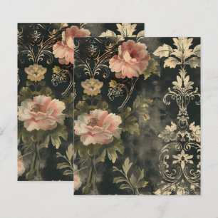 Lámina Papel vintage gótico grunge floral