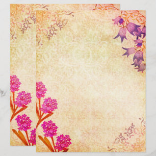 Lámina Papel vintage multicolor de libro de recortes flor