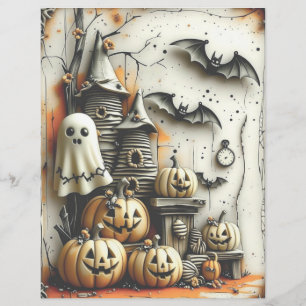 Lámina Papel vintage oscuro gótico de cartón de halloween