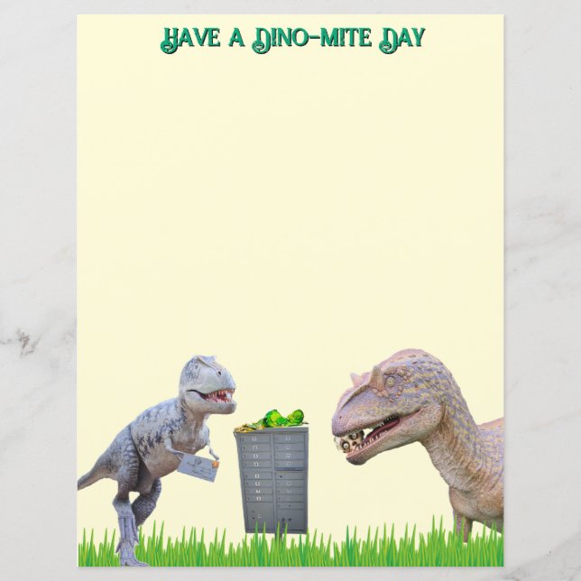 Lámina Papelería Divertida de Dinosaurios (Anverso)