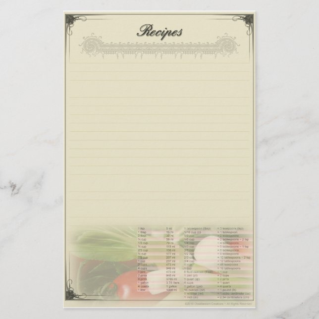 Lámina Papelería personalizada para recetas (Anverso)