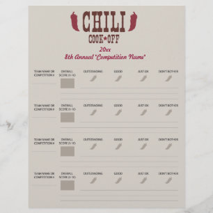 Lámina Papeleta de voto de Chili Cook Off