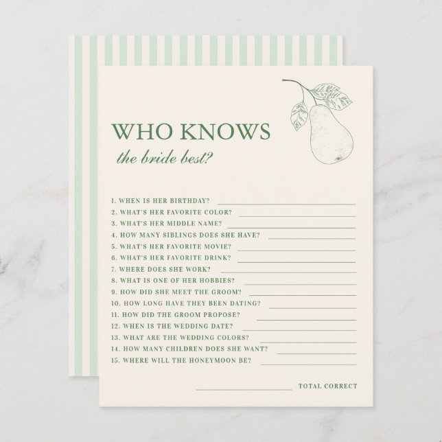 Lámina Par Perfecto que conoce mejor juego de novias (Anverso / Reverso)