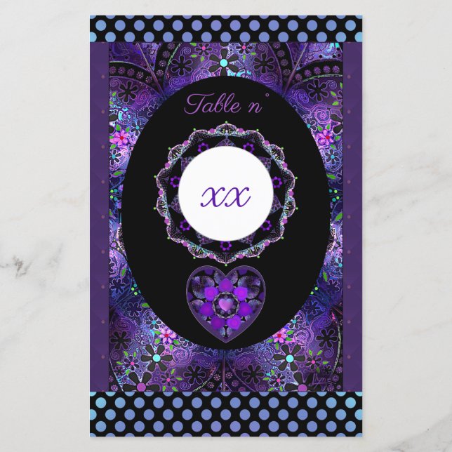 Lámina Paraguas morados y corazones .7 (Reverso)