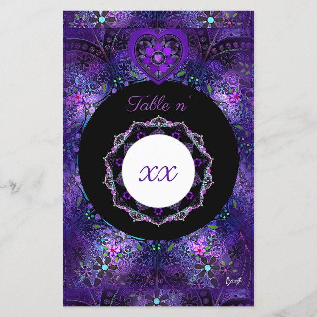 Lámina Paraguas morados y corazones .7 (Reverso)