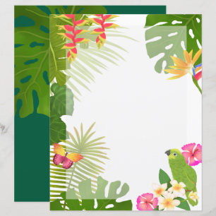 Lámina Paraíso tropical blanco en blanco