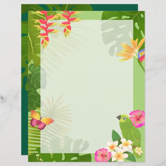 Lámina Paraíso tropical en blanco verde (Anverso / Reverso)